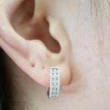 0.22 Carat (ctw) Sterling Silver Round White Diamond Ladies Huggies Hoop Earrings 1/4 CT