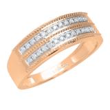 0.24 Carat (ctw) 18K Rose Gold Round White Diamond Men's Anniversary Wedding Band 1/4 CT