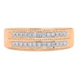 0.24 Carat (ctw) 18K Rose Gold Round White Diamond Men's Anniversary Wedding Band 1/4 CT