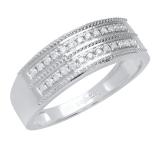 0.24 Carat (ctw) 18K White Gold Round White Diamond Men's Anniversary Wedding Band 1/4 CT