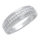 0.55 Carat (Ctw) Sterling Silver Round White Diamond Men's Wedding Band