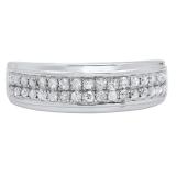 0.55 Carat (Ctw) Sterling Silver Round White Diamond Men's Wedding Band