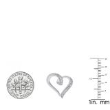 0.10 Carat (ctw) Sterling Silver Round White Diamond Ladies Swirl Heart Stud Earrings 1/10 CT