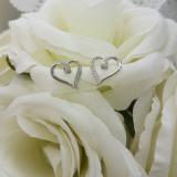 0.10 Carat (ctw) Sterling Silver Round White Diamond Ladies Swirl Heart Stud Earrings 1/10 CT