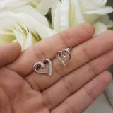 0.10 Carat (ctw) Sterling Silver Round White Diamond Ladies Swirl Heart Stud Earrings 1/10 CT