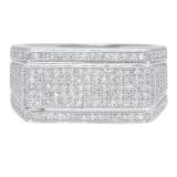 0.76 Carat (ctw) 10K White Gold Round White Diamond Men's Flashy Hip Hop Pinky Ring 3/4 CT