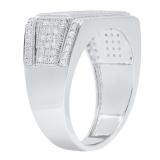 0.76 Carat (ctw) 10K White Gold Round White Diamond Men's Flashy Hip Hop Pinky Ring 3/4 CT