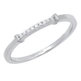 0.04 Carat (ctw) 10K White Gold Round Diamond Ladies Wedding Matching Band Stackable Ring