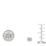 0.09 Carat (ctw) 14K White Gold Round White Diamond Micro Pave Square Shape Stud Earrings