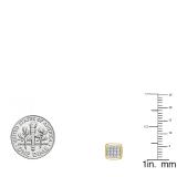 0.09 Carat (ctw) 18K Yellow Gold Round White Diamond Micro Pave Square Shape Stud Earrings