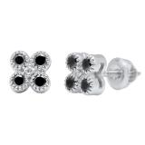 0.31 Carat (ctw) 10K White Gold Round Black & White Diamond Ladies Stud Earrings 1/3 CT