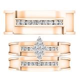 0.50 Carat (ctw) 10K Rose Gold Round White Diamond Men & Women's Ring Trio Set 1/2 CT