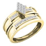 0.30 Carat (ctw) Round Diamond Marquise Shape Wedding Ring Sets for Her 1/3 CT | 18K Yellow Gold