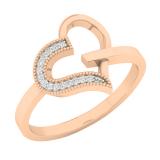0.05 Carat (ctw) 10K Rose Gold Round White Diamond Ladies Promise Heart Ring
