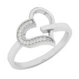 0.05 Carat (ctw) 10K White Gold Round White Diamond Ladies Promise Heart Ring