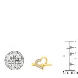 0.05 Carat (ctw) 10K Yellow Gold Round White Diamond Ladies Promise Heart Ring