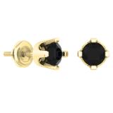 0.50 Carat (ctw) 10K Yellow Gold Round Black Diamond Ladies Stud Earrings 1/2 CT