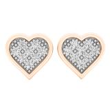0.14 Carat (ctw) 10K Rose Gold Round White Diamond Ladies Heart Shaped Stud Earrings