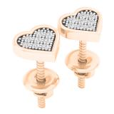 0.14 Carat (ctw) 10K Rose Gold Round White Diamond Ladies Heart Shaped Stud Earrings
