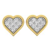 0.14 Carat (ctw) 18K Yellow Gold Round White Diamond Ladies Heart Shaped Stud Earrings