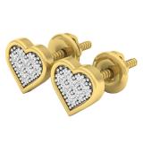 0.14 Carat (ctw) 18K Yellow Gold Round White Diamond Ladies Heart Shaped Stud Earrings