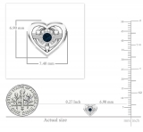 0.07 Carat (ctw) Sterling Silver Round Blue Diamond Ladies Heart Shaped Stud Earrings