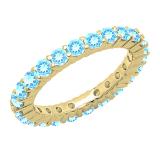 14K Yellow Gold Round Blue Topaz Ladies Eternity Wedding Anniversary Stackable Band