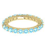 14K Yellow Gold Round Blue Topaz Ladies Eternity Wedding Anniversary Stackable Band