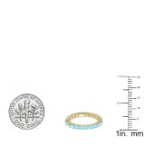 14K Yellow Gold Round Blue Topaz Ladies Eternity Wedding Anniversary Stackable Band