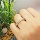 14K Yellow Gold Round Blue Topaz Ladies Eternity Wedding Anniversary Stackable Band