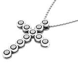 0.07 Carat (ctw) 10K White Gold Round Diamond Ladies Cross Pendant (Silver Chain Included)