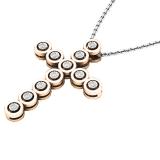 0.07 Carat (ctw) 14K Rose Gold Round Diamond Ladies Cross Pendant (Silver Chain Included)