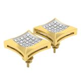 0.21 Carat (ctw) 18K Yellow Gold Plated Sterling Silver Diamond Mens Hip Hop Stud Earrings 1/5 CT