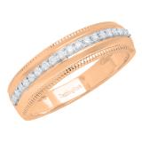 0.26 Carat (ctw) 10K Rose Gold Round White Diamond Men's Wedding Band 1/4 CT