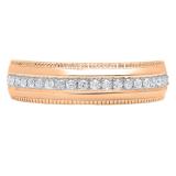 0.26 Carat (ctw) 10K Rose Gold Round White Diamond Men's Wedding Band 1/4 CT