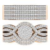 0.86 Carat (ctw) 14K Rose Gold Round White Diamond Men & Women's Engagement Ring Trio Set