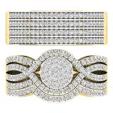 0.86 Carat (ctw) 14K Yellow Gold Round White Diamond Men & Women's Engagement Ring Trio Set