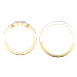 0.86 Carat (ctw) 14K Yellow Gold Round White Diamond Men & Women's Engagement Ring Trio Set