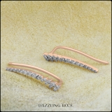 0.13 Carat (ctw) 18K Rose Gold Round White Diamond Ladies Curved Bar Ear Climber Earrings