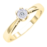 0.06 Carat (ctw) 18K Yellow Gold Plated Sterling Silver Round Diamond Ladies Solitaire Promise Ring
