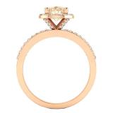 10K Rose Gold 8X6 MM Pear Morganite & Round White Diamond Ladies Halo Engagement Ring