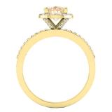 10K Yellow Gold 8X6 MM Pear Morganite & Round White Diamond Ladies Halo Engagement Ring
