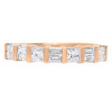 0.98 Carat (ctw) 10K Rose Gold Princess & Baguette Diamond Ladies Anniversary Wedding Ring 1 CT