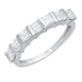 0.98 Carat (ctw) 10K White Gold Princess & Baguette Diamond Ladies Anniversary Wedding Ring 1 CT