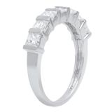 0.98 Carat (ctw) 10K White Gold Princess & Baguette Diamond Ladies Anniversary Wedding Ring 1 CT
