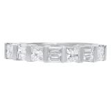 0.98 Carat (ctw) 10K White Gold Princess & Baguette Diamond Ladies Anniversary Wedding Ring 1 CT
