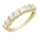 0.98 Carat (ctw) 10K Yellow Gold Princess & Baguette Diamond Ladies Anniversary Wedding Ring 1 CT