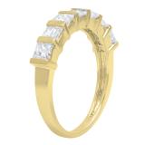 0.98 Carat (ctw) 10K Yellow Gold Princess & Baguette Diamond Ladies Anniversary Wedding Ring 1 CT