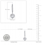 0.55 Carat (ctw) Sterling Silver Round White Diamond Ladies Heart Shape Dangling Drop Earrings 1/2 CT