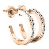 0.25 Carat (ctw) 14K Rose Gold Round White Diamond Ladies Hoop Earrings